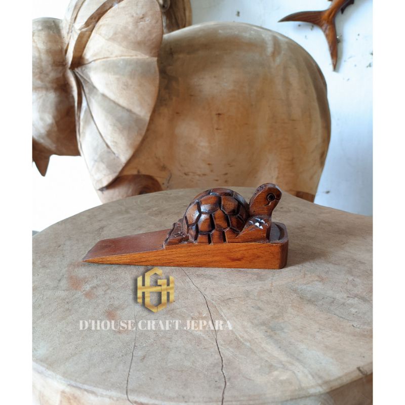Ganjal Pintu Model Kura Kura Kayu Jati Panjang 20cm