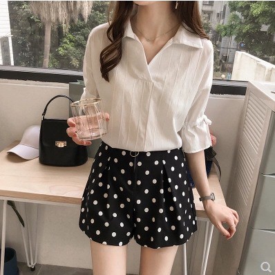 Kemeja Wanita Lengan Panjang Style Korea Stripe LV007