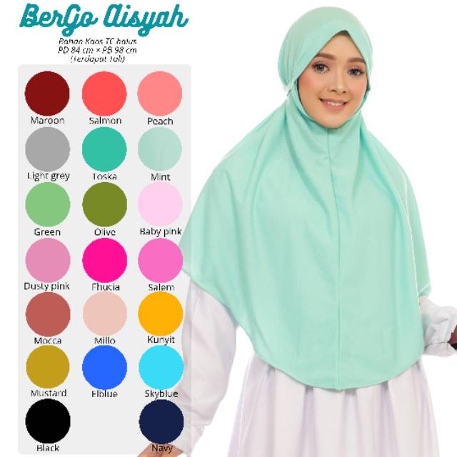 HIJAB SYARI DEWASA CANTIK - BERGO AISYAH TALI - BAHAN KAOS TC HALUS - MURAH !!! BISA COD