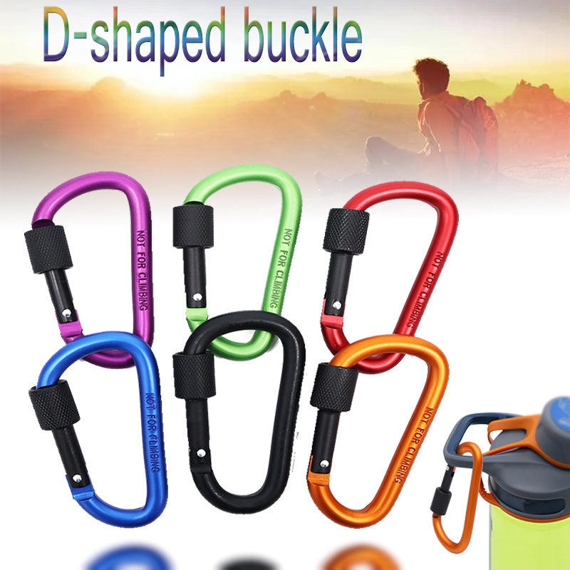 Carabiner Bentuk D Bahan Aluminum Alloy 6 Warna Anti Hilang Untuk Climbing