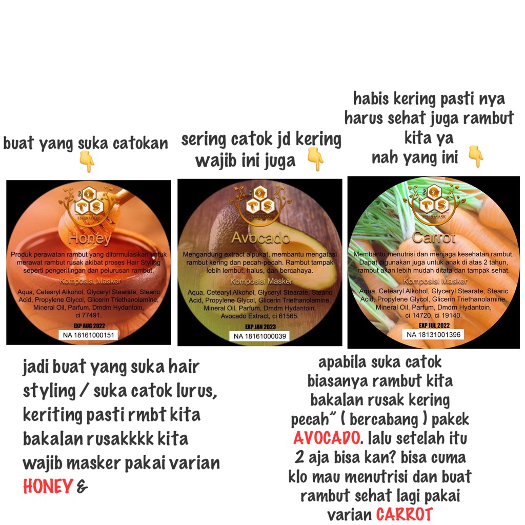 HAIRMASK OTS KOTA MEDAN TERMURAH HARGA GROSIR MASKER RAMBUT - KEMASAN 100 GR