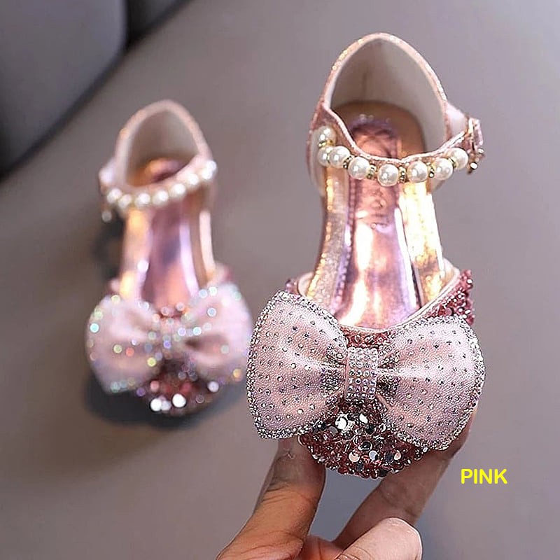 Sepatu Pesta Anak Perempuan Sparkling Ribbon Pearl