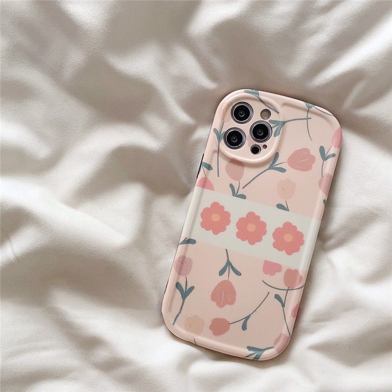 Case Pelindung Motif Print Bunga Untuk IPhone 12 13 11 Pro Max X Xs Max Xr 7 8 Plus Nnbt