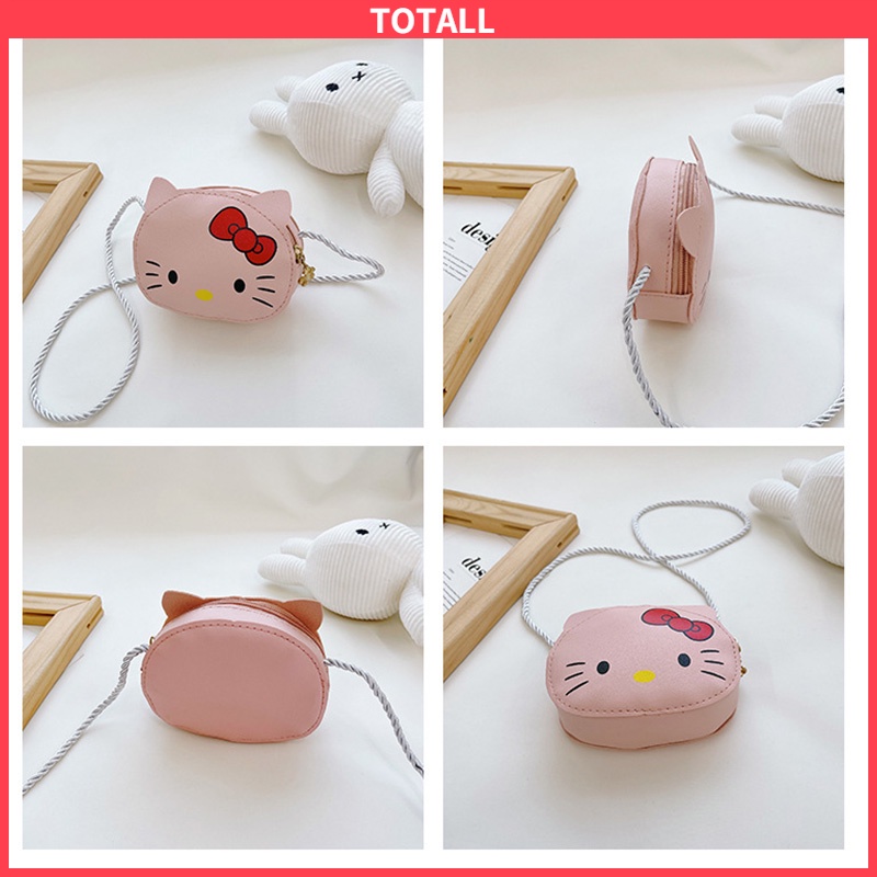 COD Tas Anak Hello Kitty Yang Indah Anak Perempuan Kartun Lucu Tas Bahu Fashion Mini Messenger Bag PU Tas Kecil-Totall