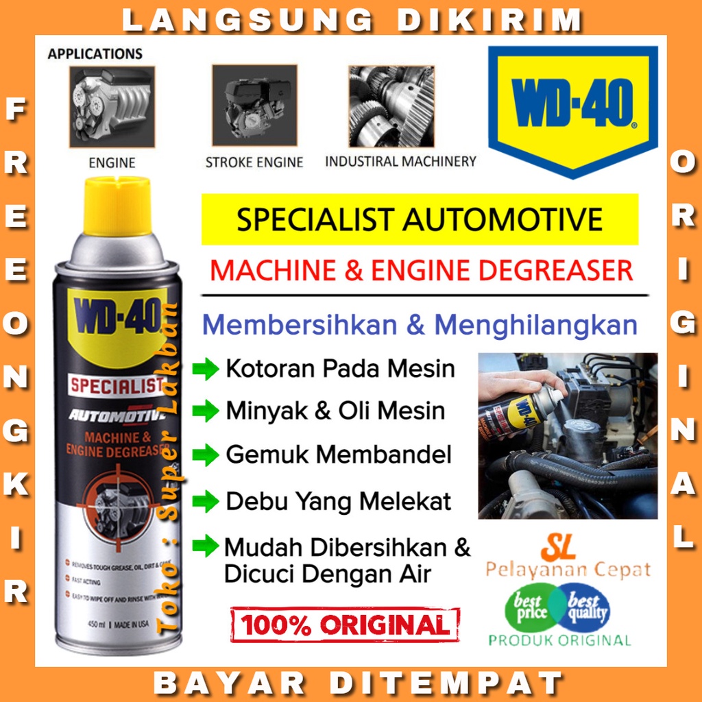 Pelumas Anti Karat Cairan Pembersih Mesin Kendaraan WD40 Machine &amp; Engine Degreaser 450ml