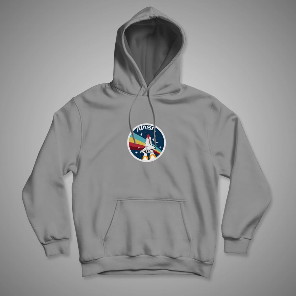 HOODIE WANITA NASA CIRCLE RAINBOW / HOODIE WANITA TEBAL-GREY