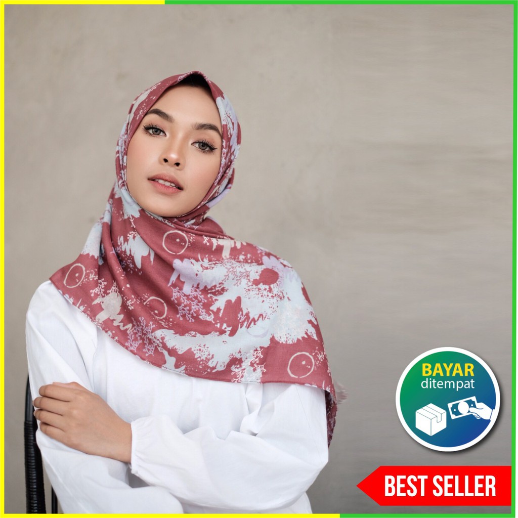 Bisa Cod Hijab Segiempat Voal  Abstrak Bahan  Voal  Motif 