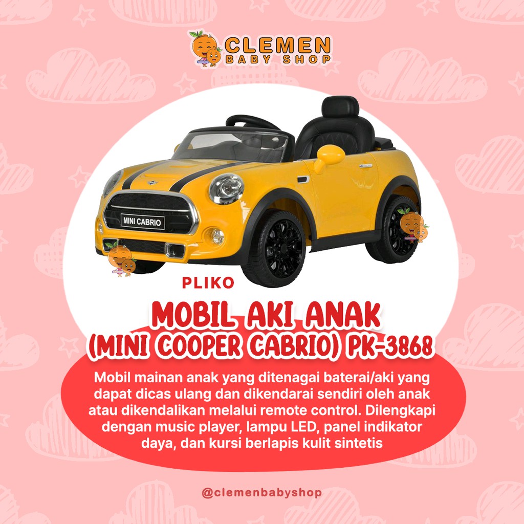Pliko Mobil Aki Anak (Mini Cooper Cabrio) PK-3868N
