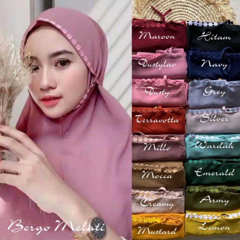 Bergo melati / Bergo Tali Premium