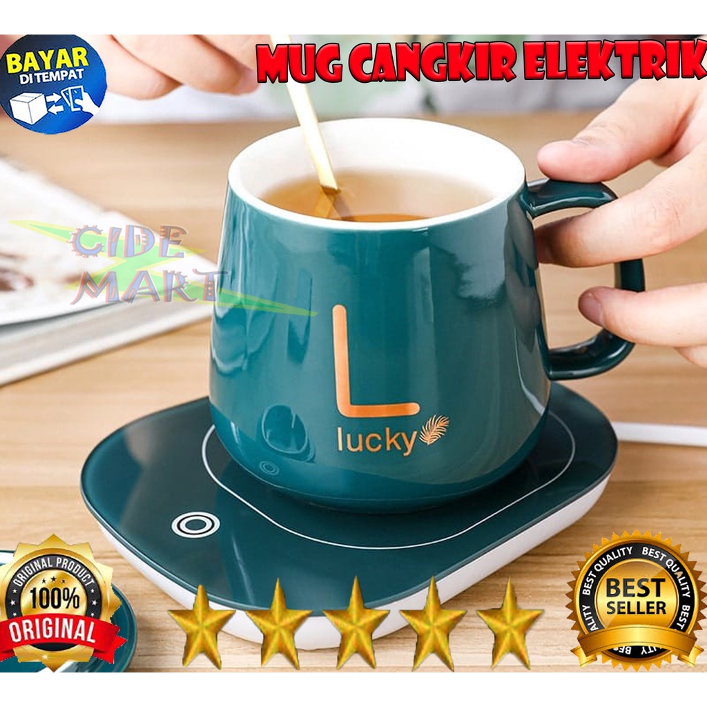 Mug Cangkir Elektrik Set Keramik Pemanas 55 Derajat Penghangat Kopi Teh Cup Coffee Warmer