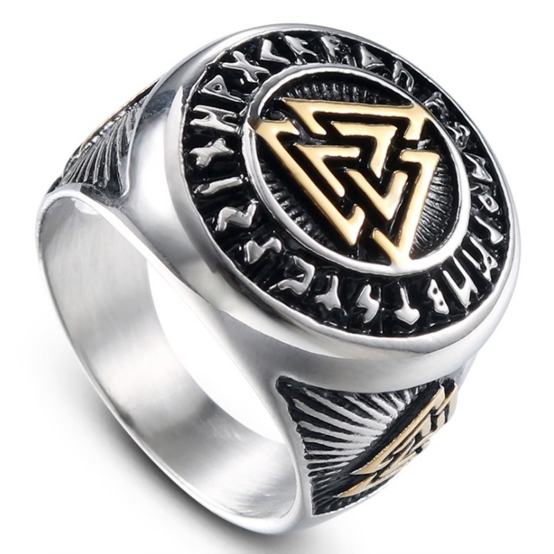 Cincin Bahan Stainless Steel Warna Gold / Silver Gaya Punk untuk Pria