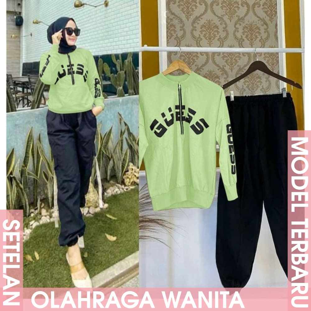 Baju Aerobik Senam Zumba Wanita Jumbo Muslim Muslimah Yoga GYM Pakaian Olahraga Stelan Sporty Leng