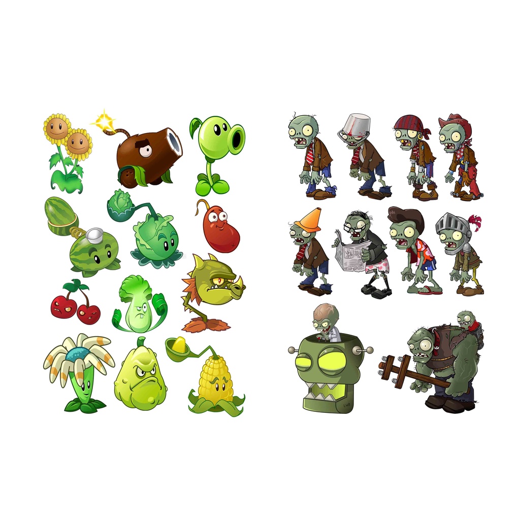 PLANTS VS ZOMBIE Sticker Dinding size 9 cm vinyl white Waterproof