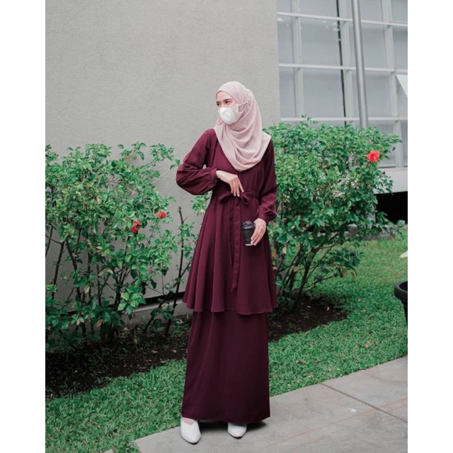 MALAYA DRESS BY AZMIZA - DarkWine Size S