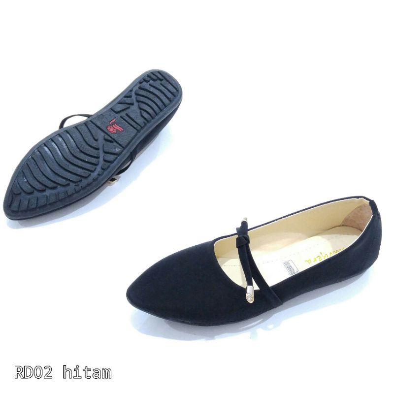 BIG SALE Borneo Sepatu Wanita Flat Flatshoes Bahan Sintetis  dengan Pita Kecil by Xavyera kode RD02