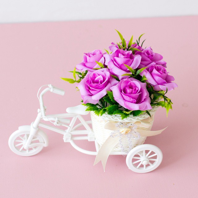 Sepeda Bunga dekorasi Bunga plastik-PS-SC Ungu