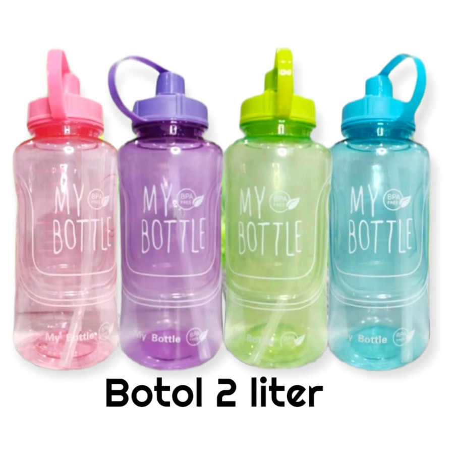 BM = 2 LITER - BOTOL MINUM MY BOTTLE PREMIUM 2000ML WITH STRAW BPA FREE