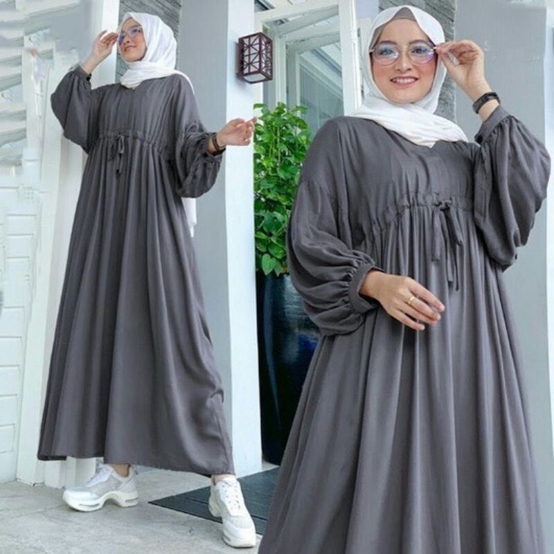 Dress Rayon. Gamis Katun Rayon. Fashion Muslim. Pakaian Wanita. Agita Midi Dress