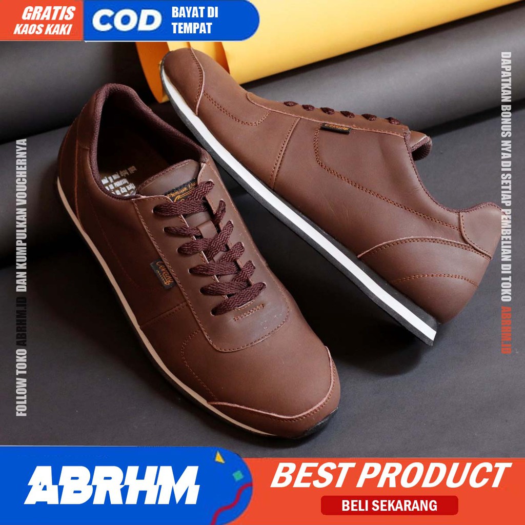 ABRHM x MORLEY Sepatu Sneaker Pria Sepatu Pria Casual Sneakers Kulit Asli Ori Keren Cowo/Cowok Sepatu Kasual Kasual Kerja Kuliah Gaya Santai Kekinian Original