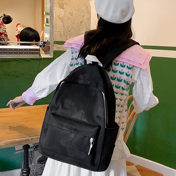 Mores Tas ransel Korean Polos Kimo backpack Import motif beruang hitam tas sekolah kuliah remaja