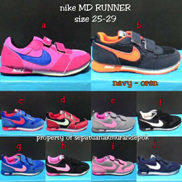 sepatu anak murah nike md runner kids size 25-29