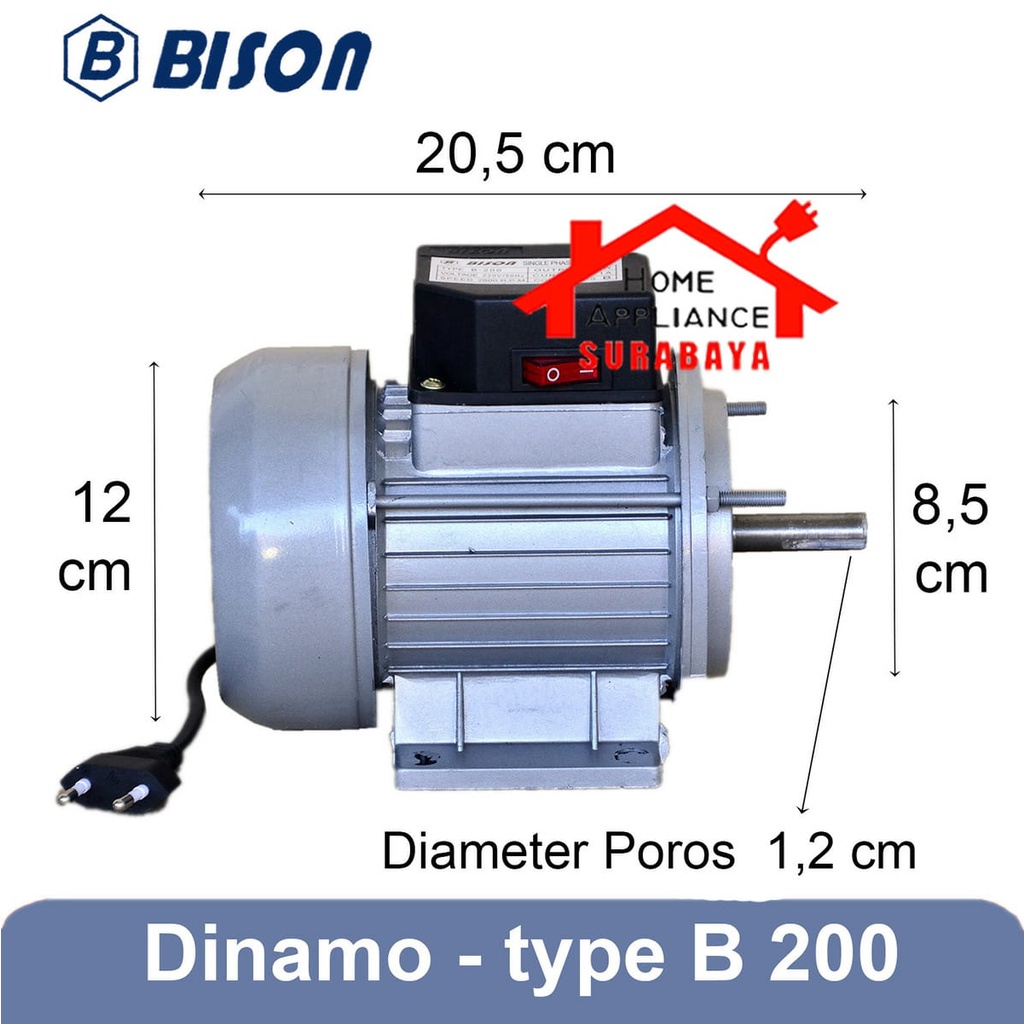 Dinamo Mesin Parut Parutan Kelapa Listrik Ubi Singkong Jahe Kunyit Serbaguna Bison B-200 B200 B 200