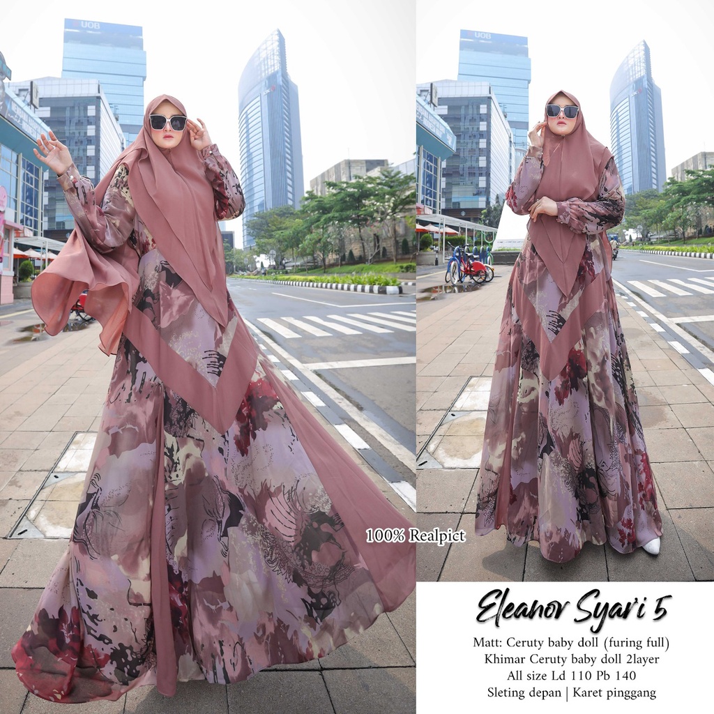 Zahira1808 Ceruty Eleanor 5 Gamis Muslim Syari Ibu Busui Dress Hijab Muslimah Atasan Wanita Terlaris-Milo