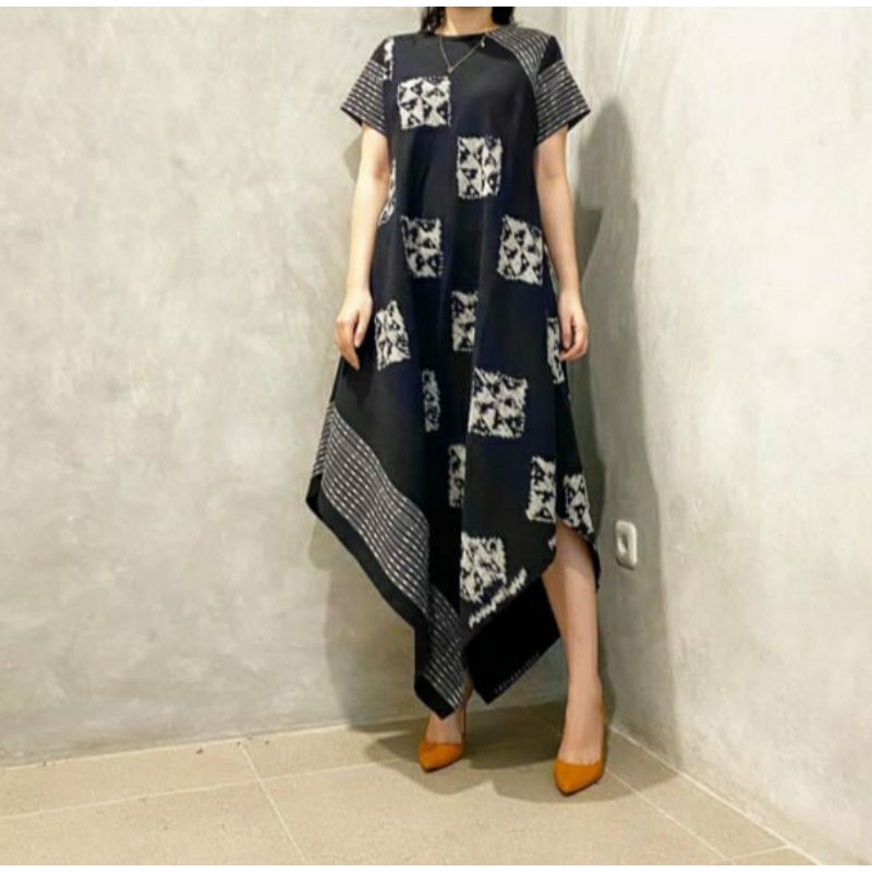 Dres tenun motif toraja black Z1 free masker