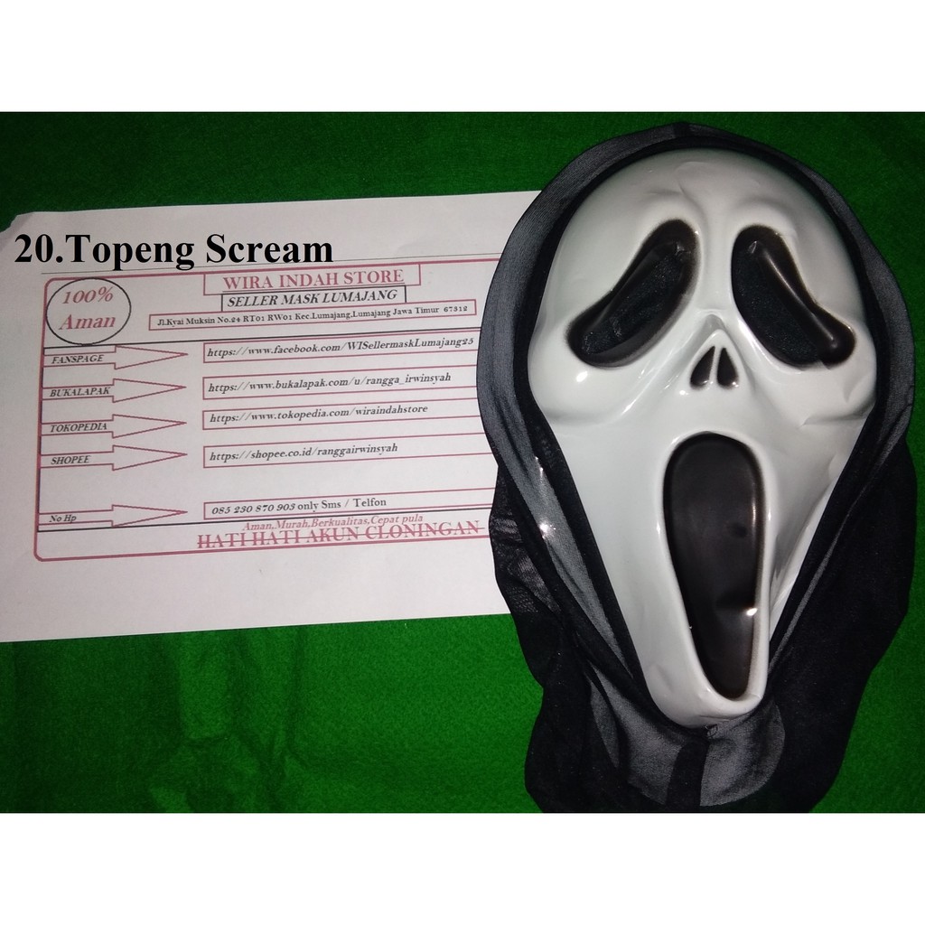 Topeng Scream / Topeng Hantu / Topeng Ghost / Topeng Urbex