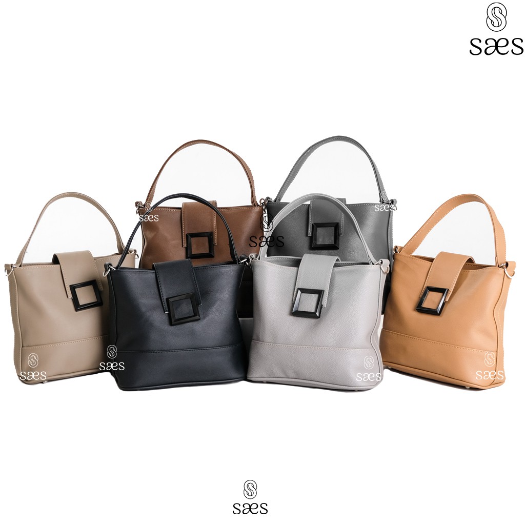 SAES Clarissa Tas Selempang &amp; Bahu Wanita Tas Mini Totebag Vintage Retro Handbag Top Handle Bag Multifungsi Hitam Saes shop 001