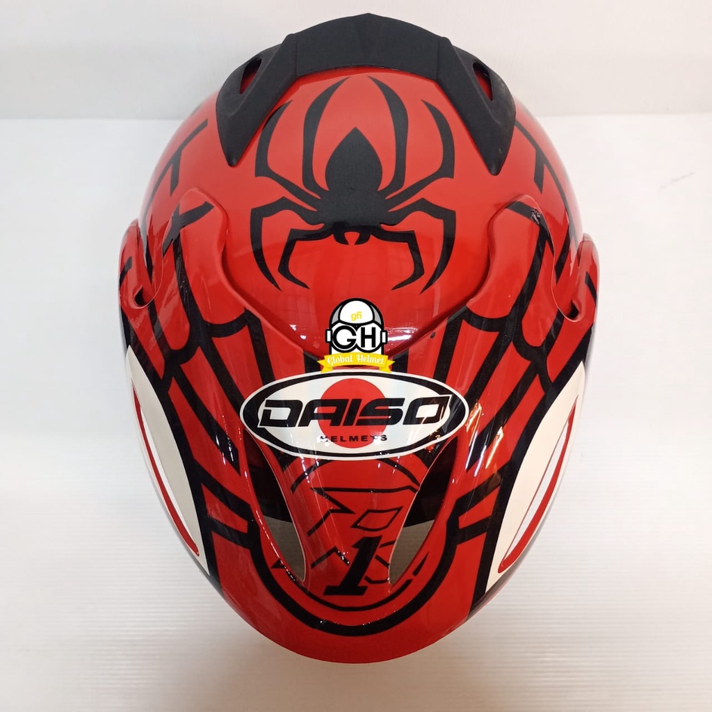 HELM HALF FACE MOTIF SPIDERMAN RED HALF FACE MURAH SNI SATU KACA