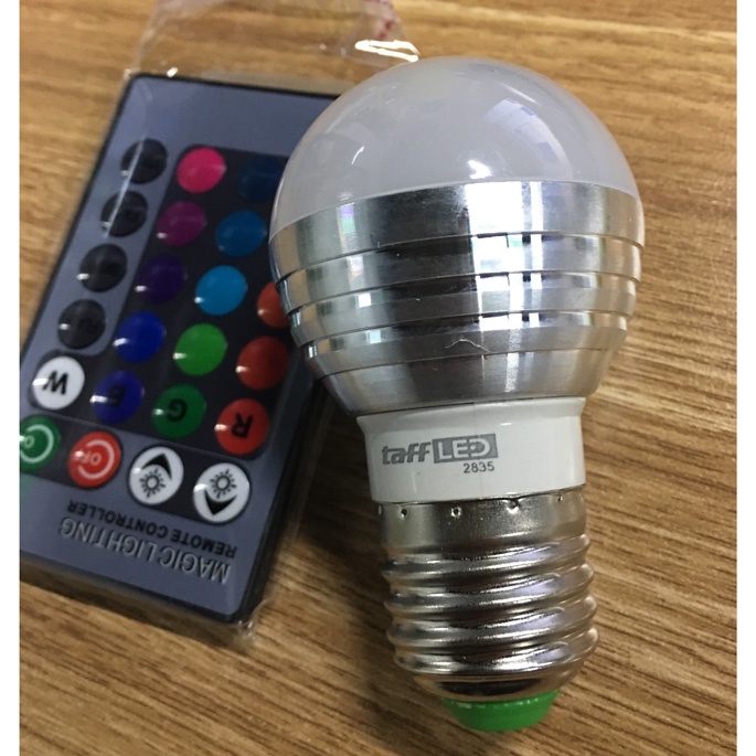 TaffLED Lampu Bohlam LED RGB 3W 16 Colors E27 + Remote Control