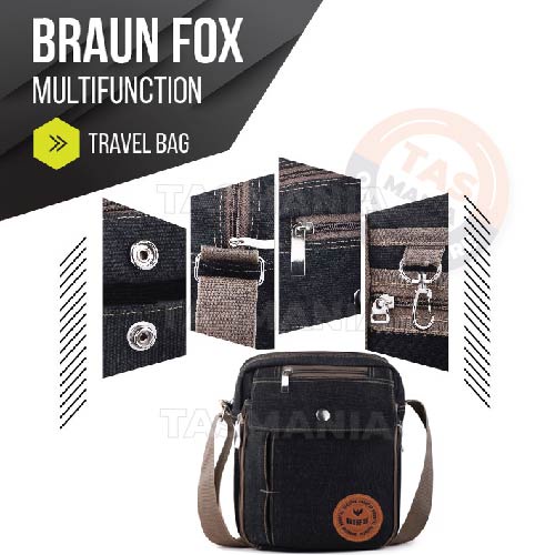 PTS -Braun Fox Douglas Canvas Multifunction Travel Satchel Messenger Shoulder Bag - Dark Grey