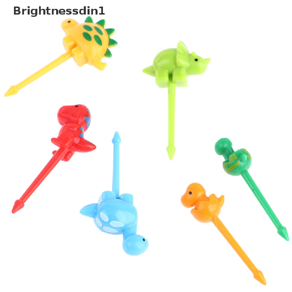 6 Pcs / set Garpu Buah Mini Desain Kartun Hewan Dinosaurus Untuk Anak