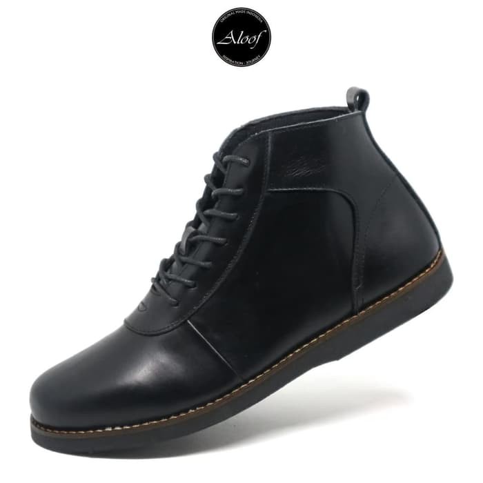 SEPATU BOOTS PRIA KASUAL PRIA ALOOF CARE ORIGINAL KULIT ASLI HITAM