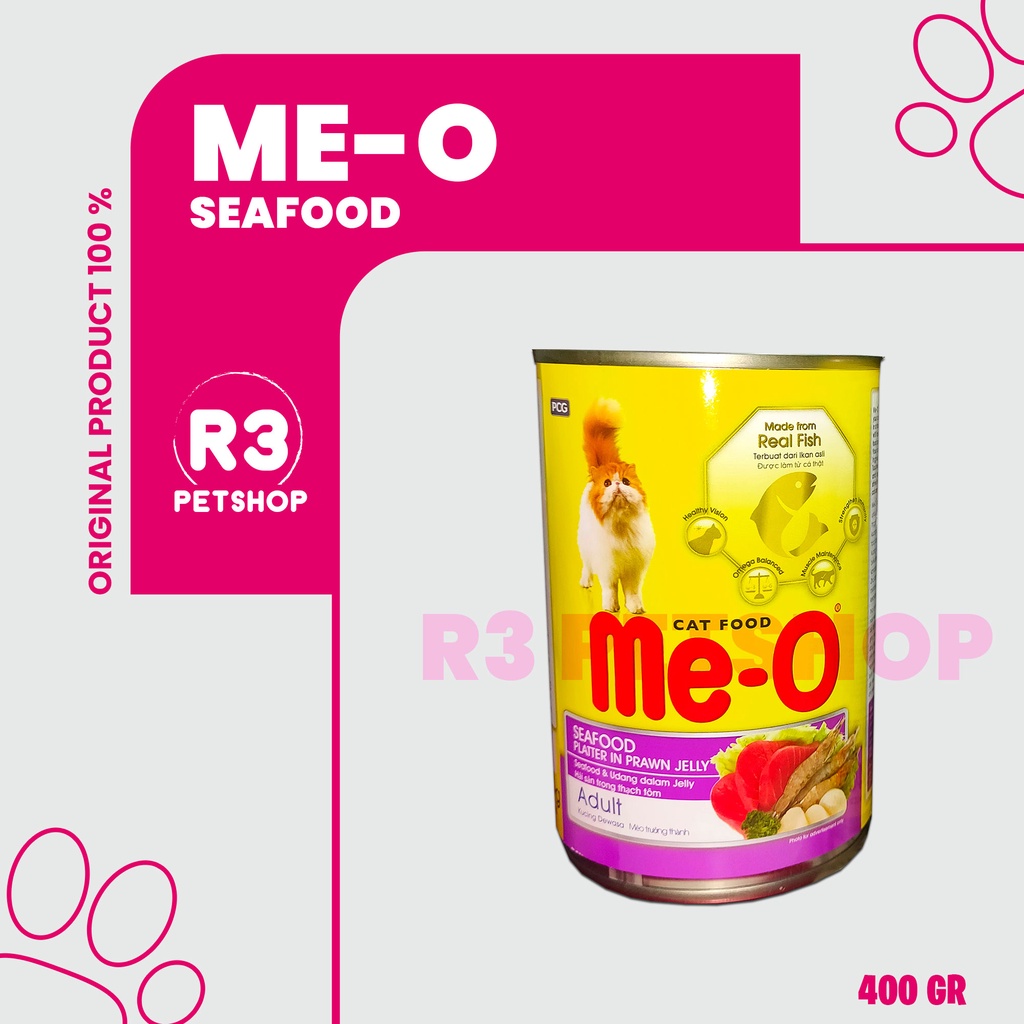 Makanan Kucing basah premium MEO kaleng 400gr All Varian