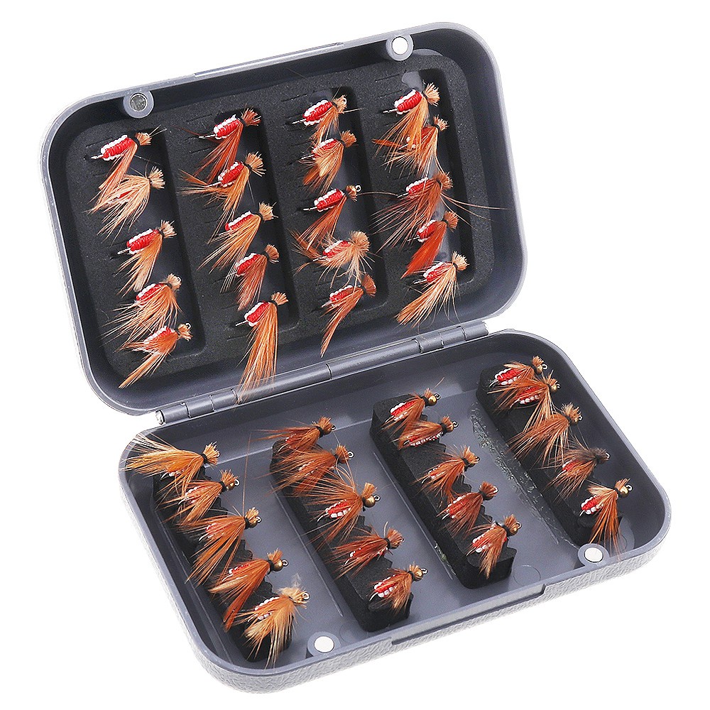 40pcs/lot Mini Fly Fishing Lure Set Metal Head Flies Salmon Trout Simulation Fly Flies Bait with Box