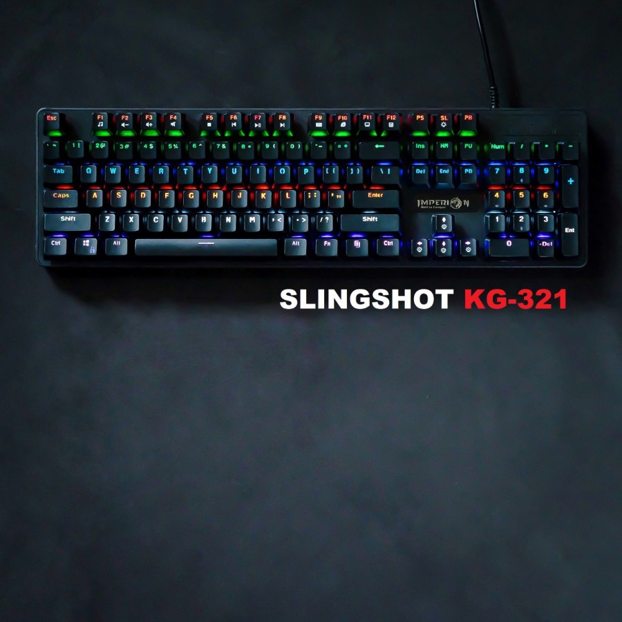 Keyboard gaming imperion mechanical wired usb 2.0 104 keys fullsize rainbow slingshot kg-321 - sling-shot kg321