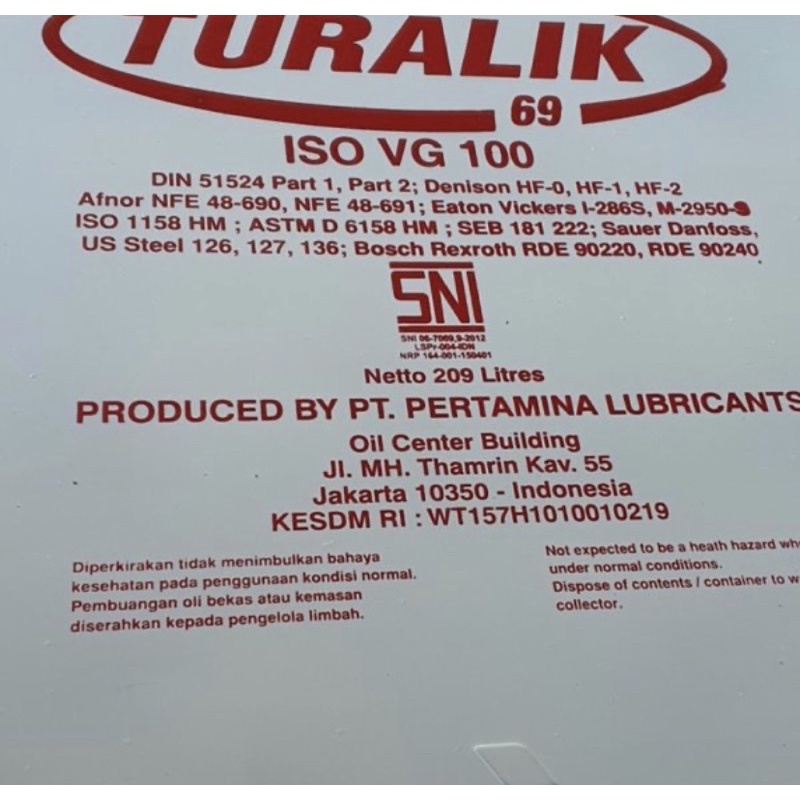 Oli dan Pelumas Turalik 69