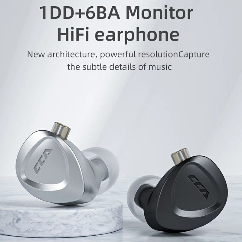 CCA CKX 6BA+1DD Hybrid Metal Earphones HIFI In Ear Monitor Bass Headset Noise Cancelling