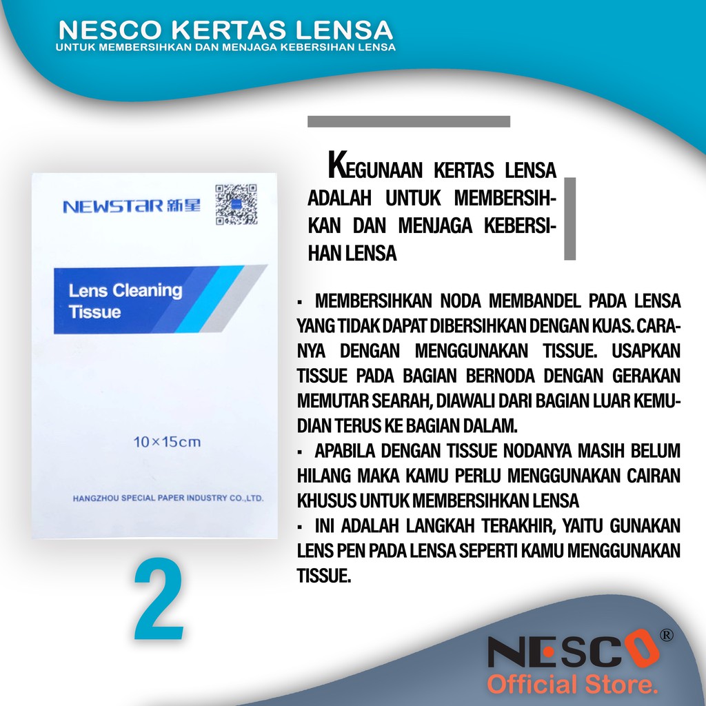 Nesco Kertas Lensa/MEMBERSIHKAN LENSA ALAT2 MEDIS DAN LABORATORIUM, 10x15cm (100pcs/box), FM, BEST SELLER