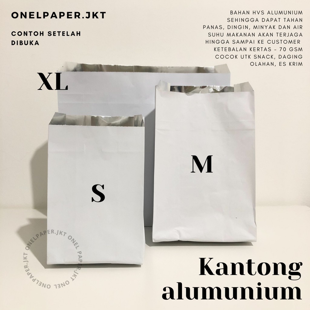 

PAPERBAG FLAT ALUMUNIUM UKURAN S/M/L