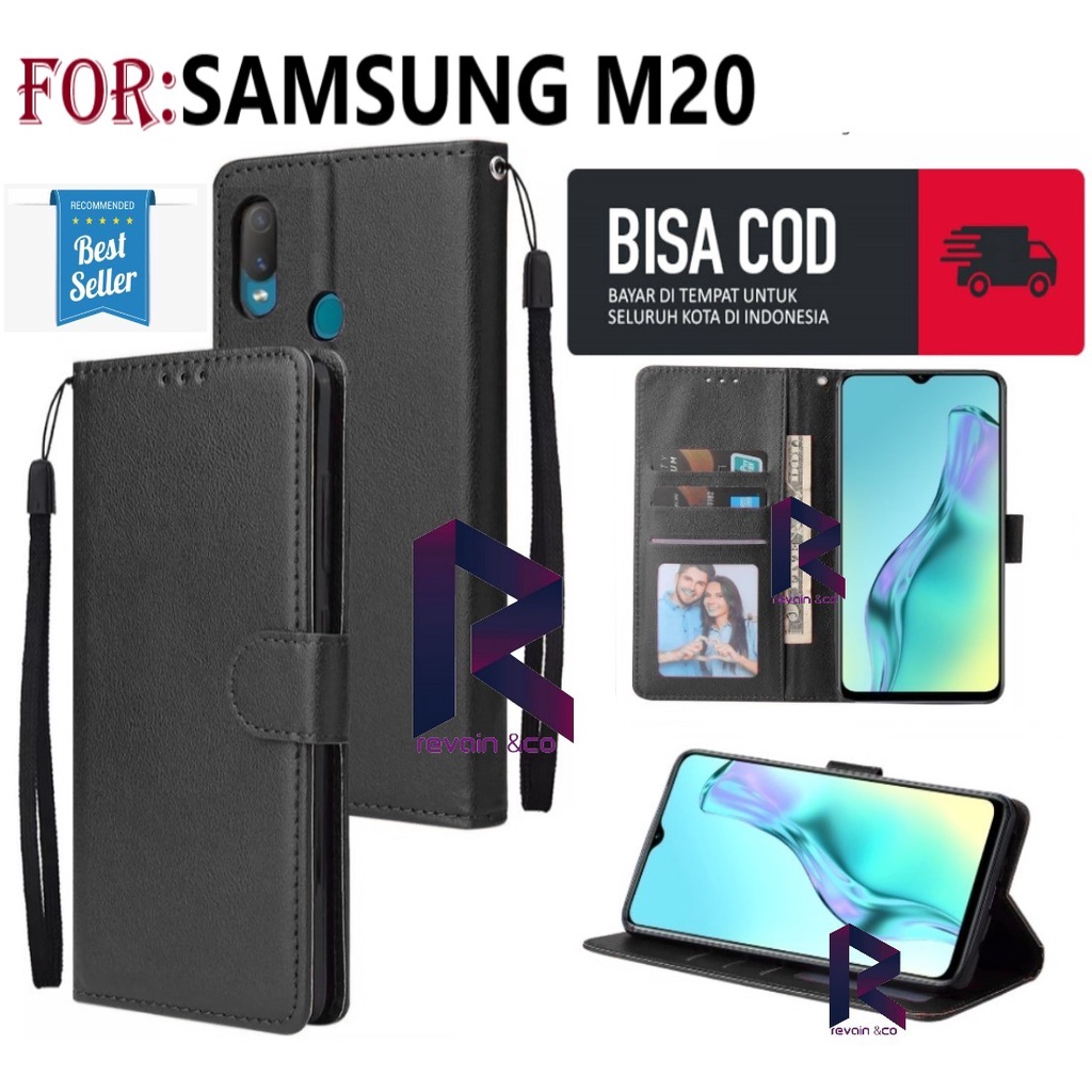 SAMSUNG GALAXY M20 CASE FLIP WALLET LEATHER KULIT PREMIUM SARUNG BUKA TUTUP FLIP CASE SAMSUNG M20