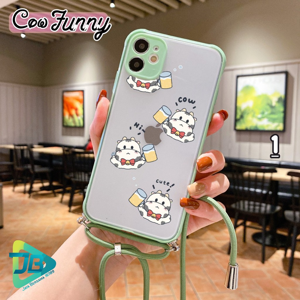 Softcase Slingcase Lanyard Choice COW FUNNY Iphone 6 7 6+ Se 2020 7+ 8 8+ JB4172