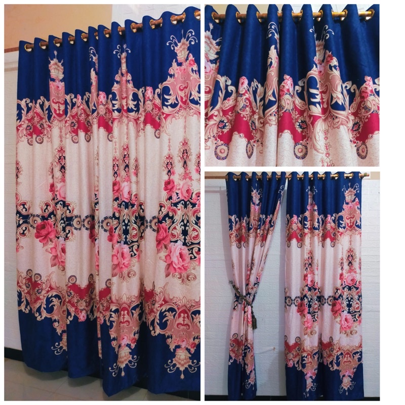 Gorden Smokring 12 Ring Lubang Polymicro Pintu Atau Jendela Motif Sultan Elisabeth Salem Navy