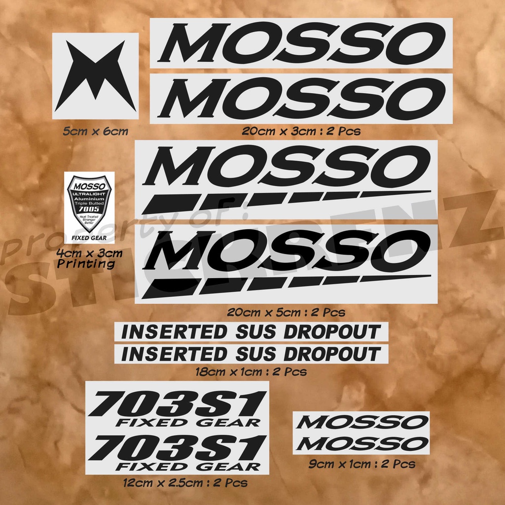 Cutting Sticker Stiker Frame Sepeda Roadbike Fixie Mosso 03 Custom