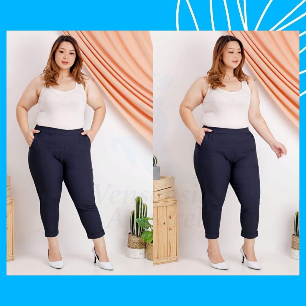 8036 Kyomi || Celana Wanita 7/8 Big Size Kaos Katun Stretch || Pants Jumbo