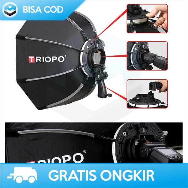 SOFTBOX REFLEKTOR FLASH OTCAGONAL PAYUNG STUDIO BY TRIOPO KS65 65CM