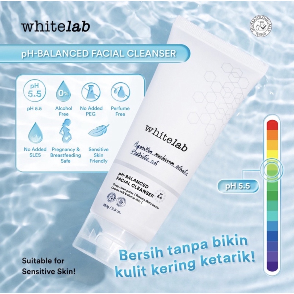 Whitelab pH-Balanced Facial Cleanser - Sabun Cuci Muka pH Seimbang Untuk Kulit Normal Sensitif Kering Berminyak Dengan Prebiotic