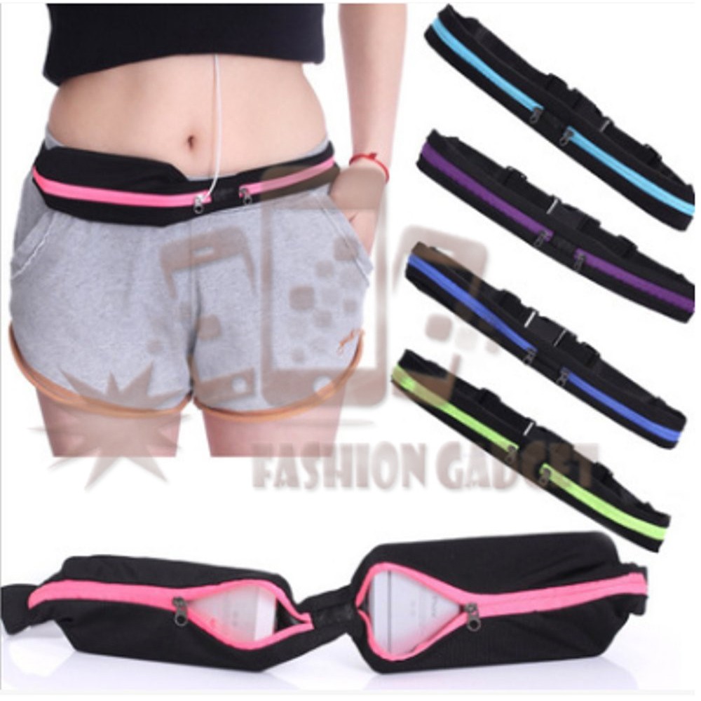 Tas Ikat Pinggang utk Lari / Olahraga / Running Waist Bag Belt 2 KANTONG TAS PINGGANG SPORT BELT